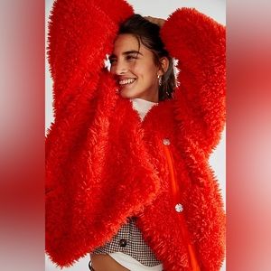 NEW! Free People Lena Teddy Jacket in Dark Orange